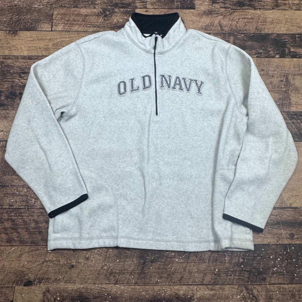 Old Navy Classic Fleece Pullover Sweatshirt Gray XXL Logo Spell Out